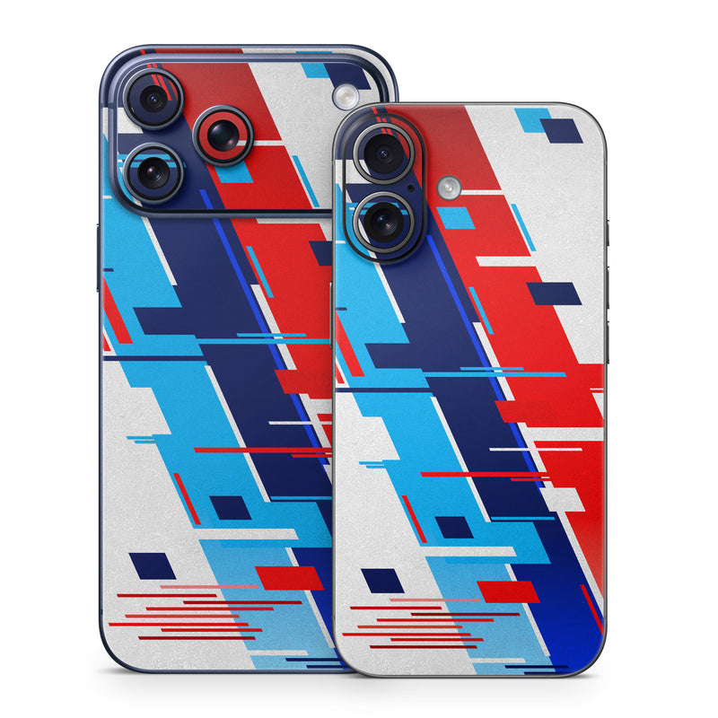iPhone 17 Series Skin design of Azure, Font, Material property, Parallel, Electric blue, Slope, Graphics, Carmine, Brand, Rectangle, with gray, blue, black, red, purple colors