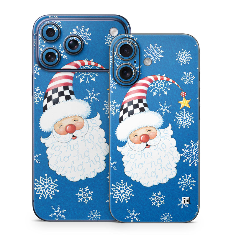 iPhone 17 Series Skin design of Plant, Celebrating, Rectangle, Font, Art, Happy, Ornament, Santa claus, Event, Christmas, with blue, white, black, red, yellow colors