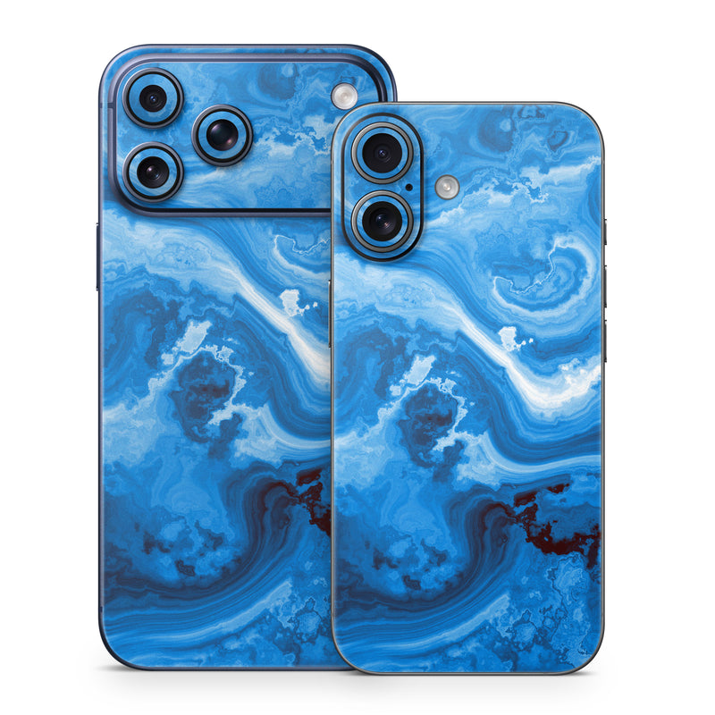 iPhone 17 Series Skin design of Blue, Water, Aqua, Azure, Turquoise, Pattern, Liquid, Wave, Electric blue, Design, with blue, white, black colors