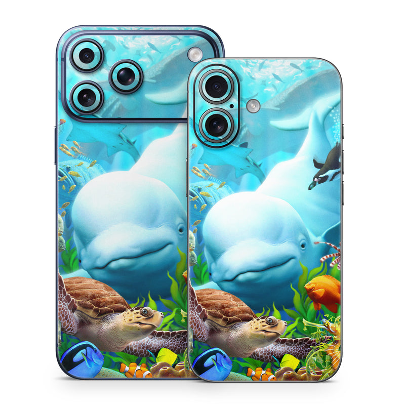 iPhone 17 Series Skin design of Green, Blue, Azure, Natural environment, Underwater, Organism, Mammal, Art, Marine biology, Aqua, with blue, green, red, white, brown, yellow, orange, blue colors