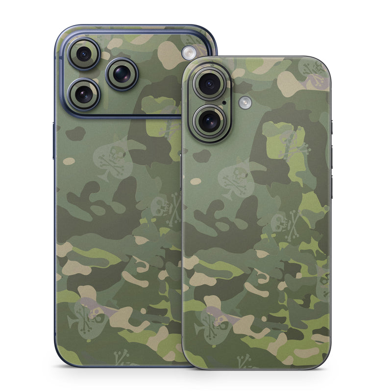 iPhone 17 Series Skin design of Military camouflage, Pattern, Camouflage, Uniform, Clothing, Green, Design, Leaf, Plant, Illustration, with green, brown colors