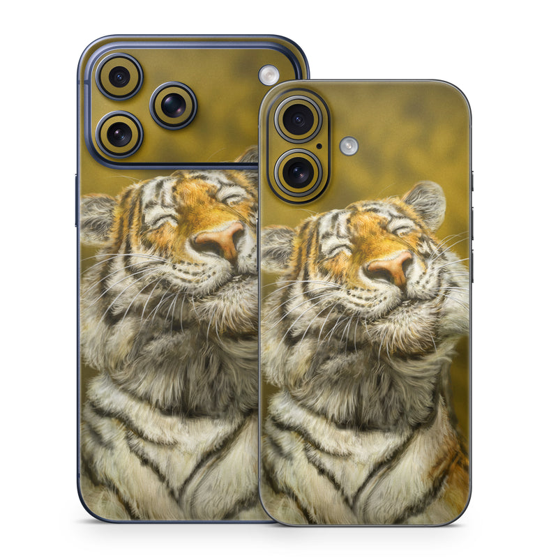 iPhone 17 Series Skin design of Tiger, Vertebrate, Bengal tiger, Mammal, Wildlife, Siberian tiger, Terrestrial animal, Felidae, Snout, Whiskers, with black, white, orange, yellow colors