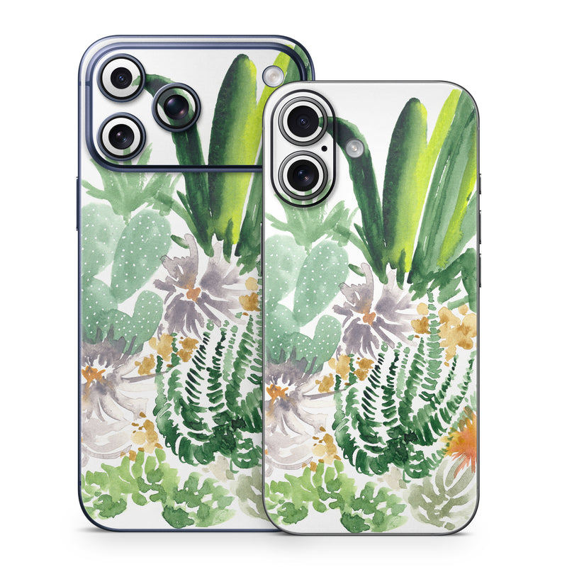 iPhone 17 Series Skin design of Cactus, Plant, Flower, Botany, Leaf, Illustration, Pine, Grass, Succulent plant, Branch, with white, green, red, orange colors