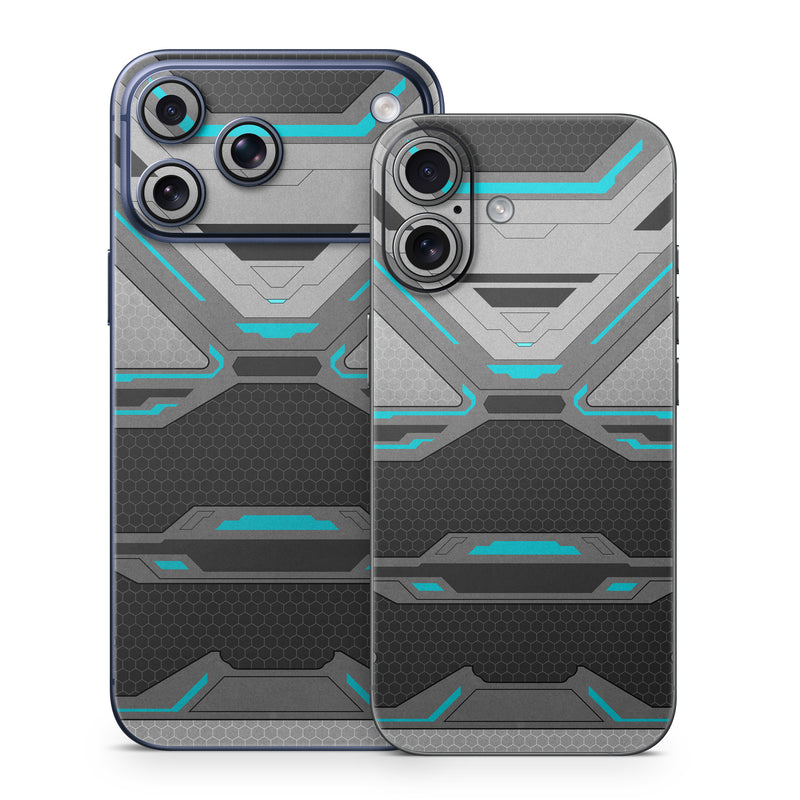 iPhone 17 Series Skin design of Blue, Turquoise, Pattern, Teal, Symmetry, Design, Line, Automotive design, Font, with black, gray, blue colors