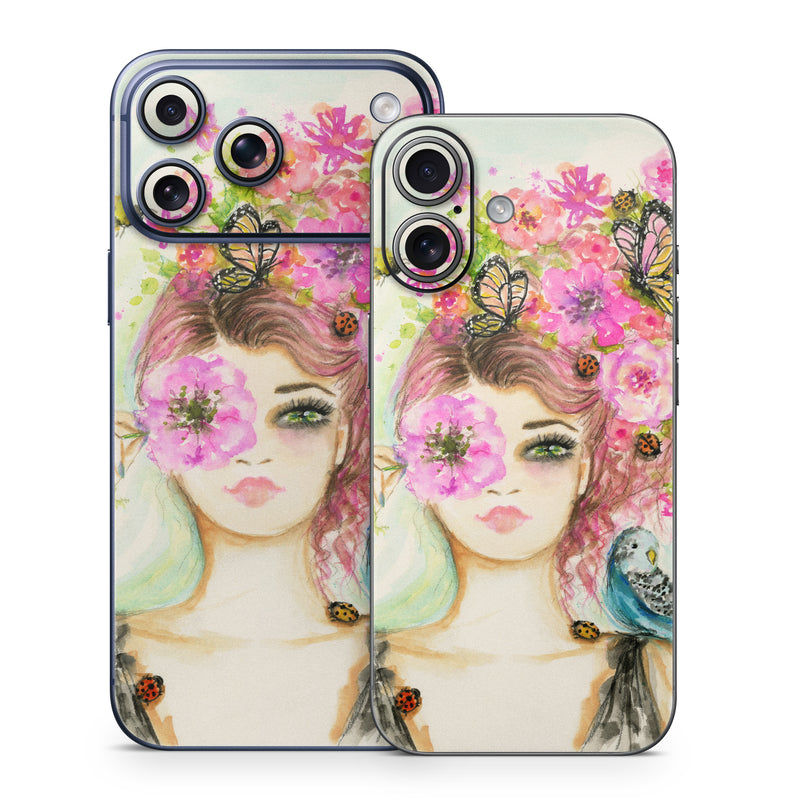 iPhone 17 Series Skin design of Face, Watercolor paint, Illustration, Pink, Head, Fashion illustration, Beauty, Art, Cheek, Painting, with white, pink, green, blue, yellow, red, brown colors