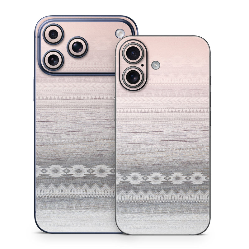 iPhone 17 Series Skin design of White, Beige, Textile, Pattern, Lace, Tablecloth, Linen, Linens, with pink, white, gray colors