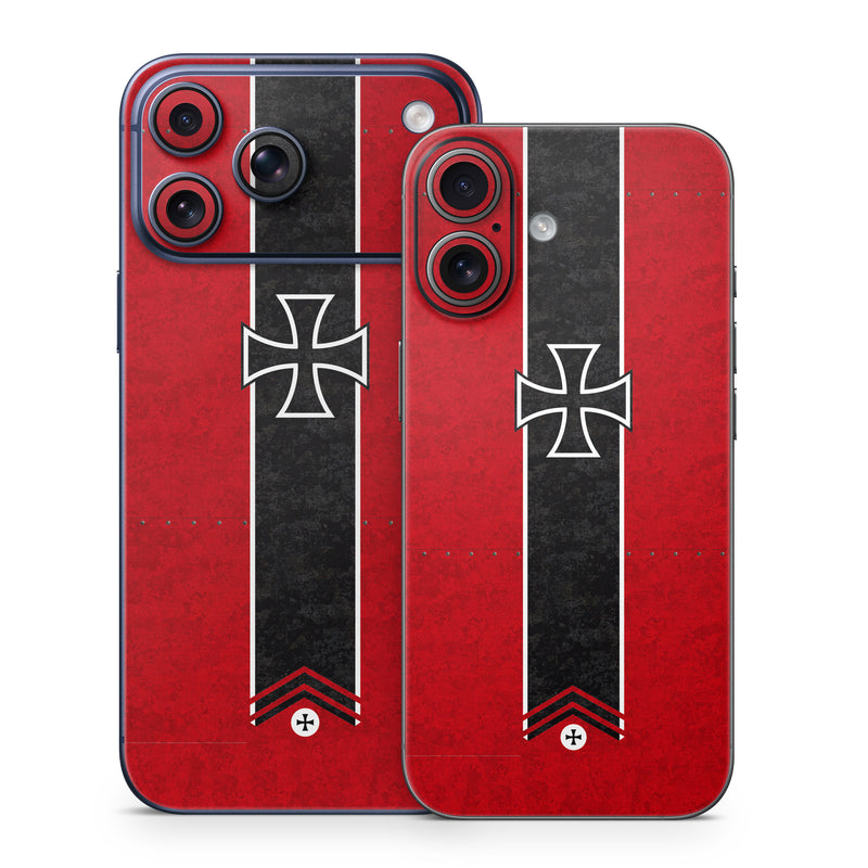 iPhone 17 Series Skin design of Bullet, Holes, War, Red, Text, Carmine, Colorfulness, Maroon, Symbol, Coquelicot, with red, black, white, gray colors