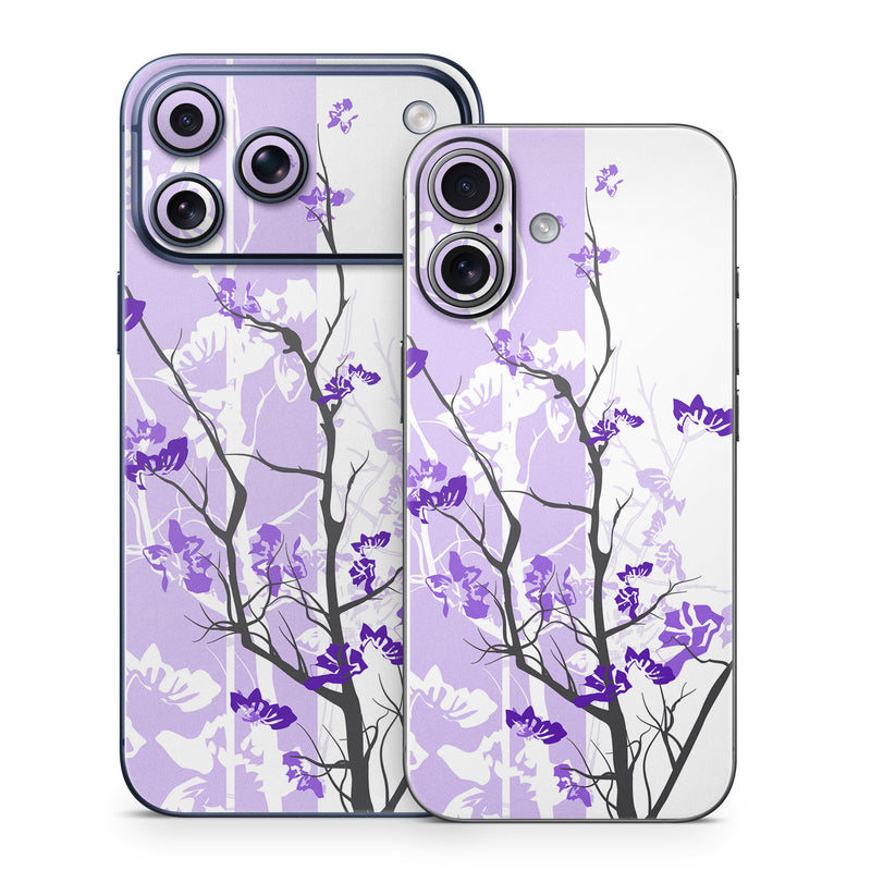 iPhone 17 Series Skin design of Branch, Purple, Violet, Lilac, Lavender, Plant, Twig, Flower, Tree, Wildflower, with white, purple, gray, pink, black colors