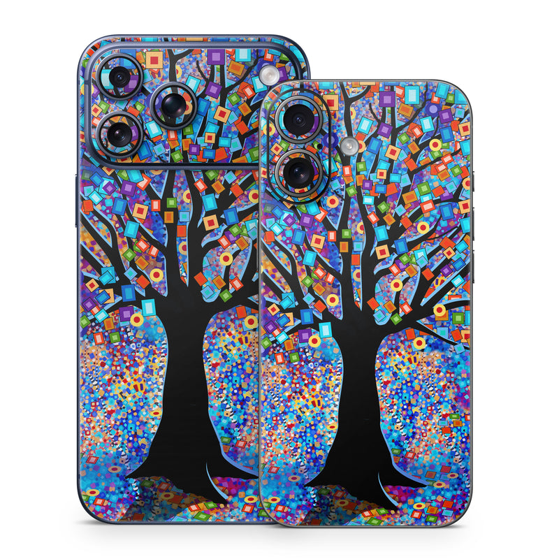 iPhone 17 Series Skin design of Psychedelic art, Modern art, Art, with black, blue, red, orange, yellow, green, purple colors