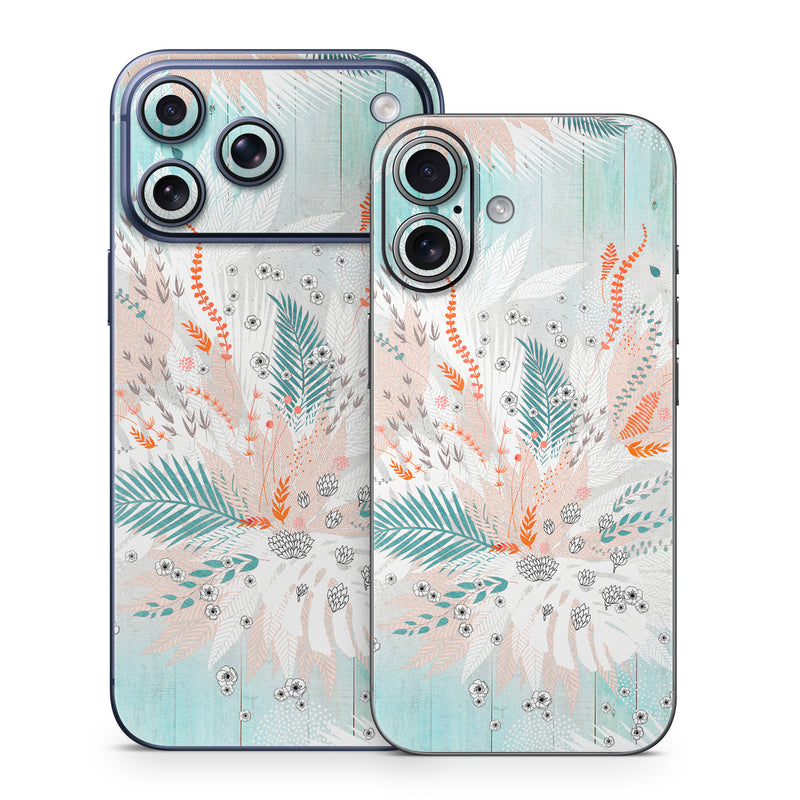 iPhone 17 Series Skin design of Aqua, Turquoise, Graphic design, Line, Teal, Illustration, Watercolor paint, Design, Tree, Pattern, with blue, red, orange, white, gray colors