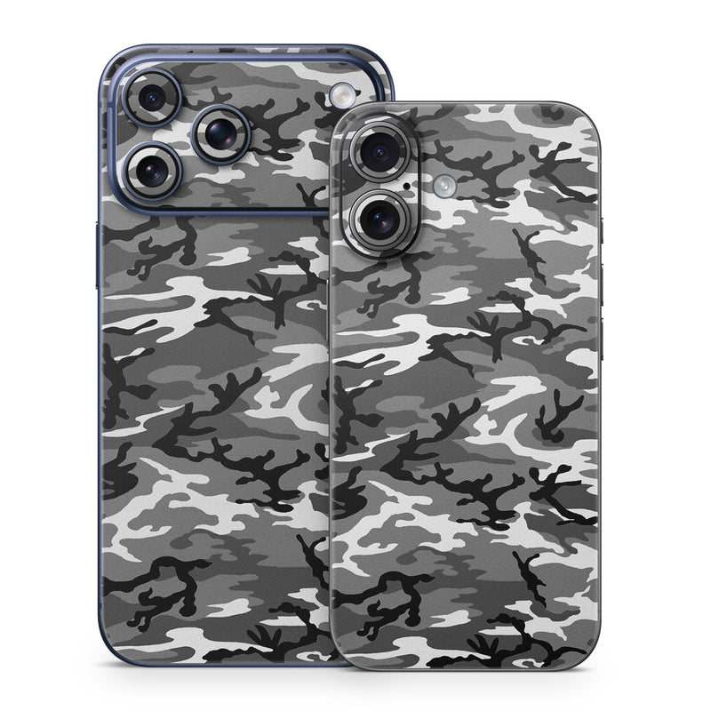 iPhone 17 Series Skin design of Military camouflage, Pattern, Clothing, Camouflage, Uniform, Design, Textile, with black, gray colors