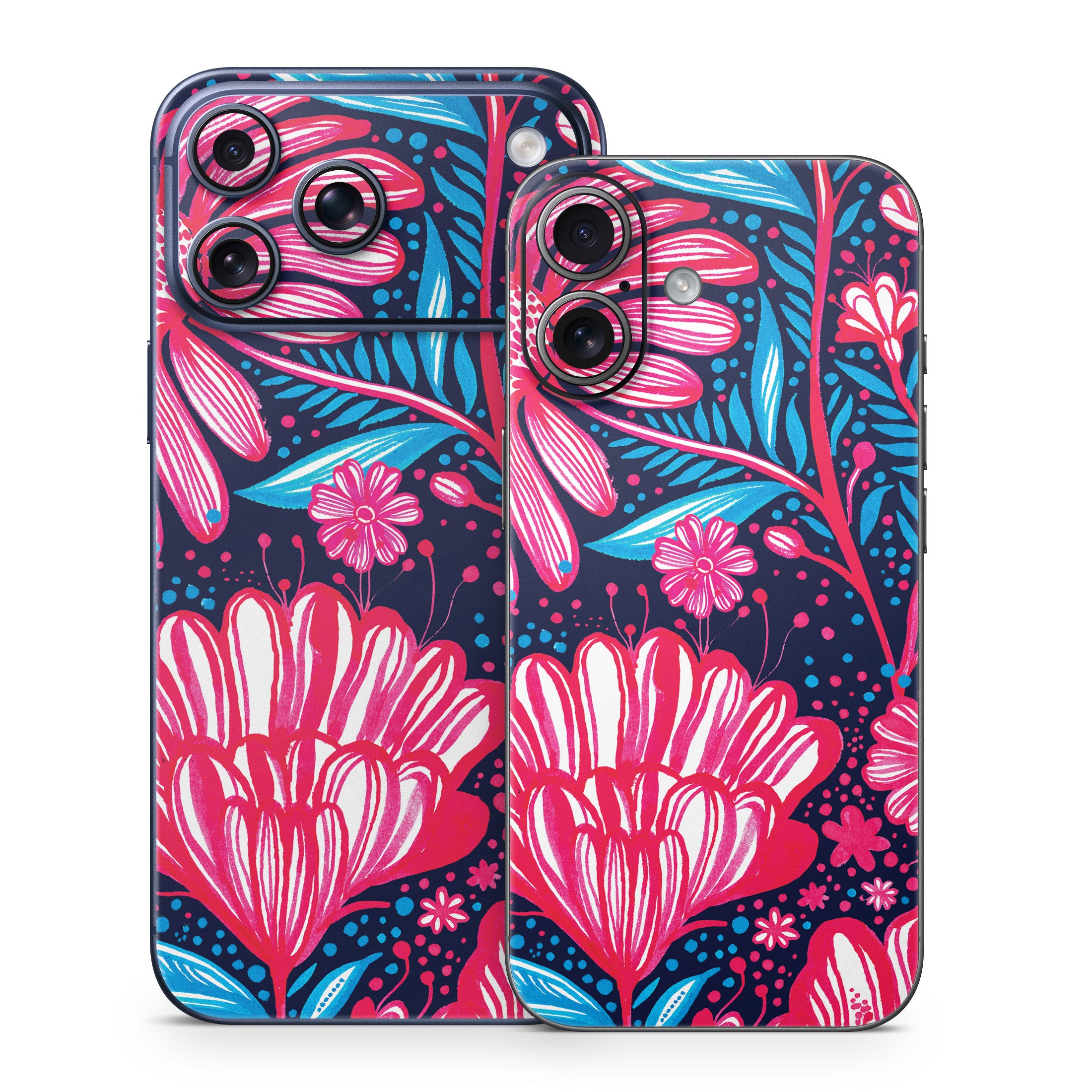 iPhone 17 Series Skin design of Pattern, Red, Pink, Floral design, Textile, Design, Flower, Plant, Petal, with black, white, red, blue, pink colors