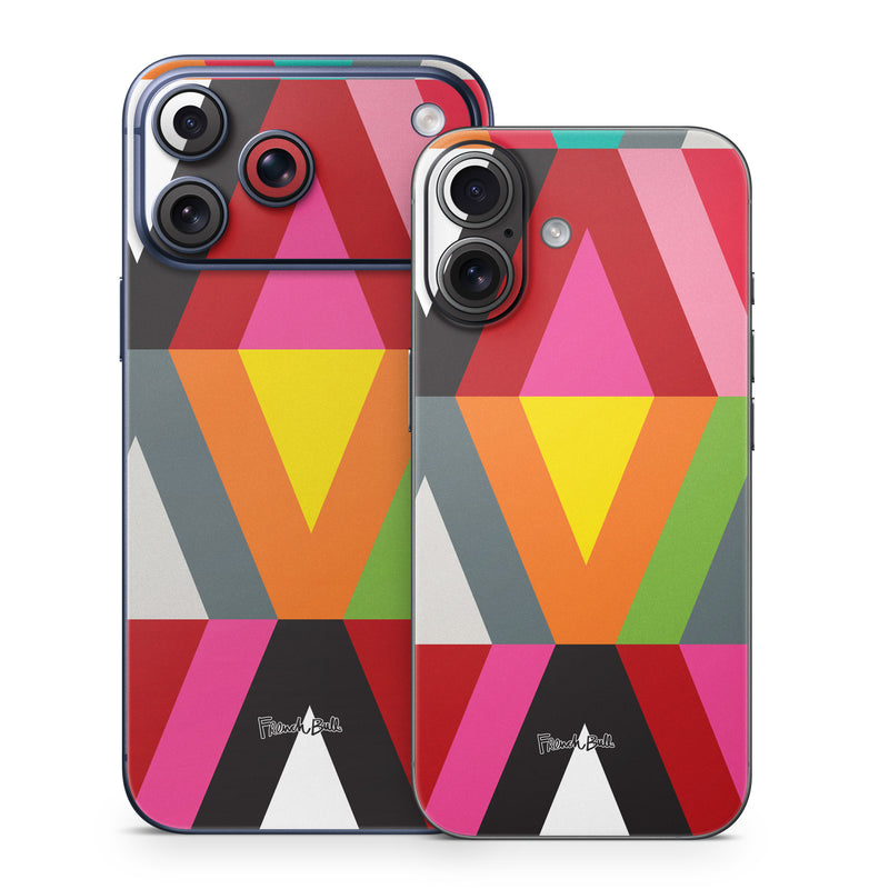 iPhone 17 Series Skin design of Pattern, Orange, Yellow, Graphic design, Colorfulness, Line, Design, Symmetry, Triangle, Font, with black, white, red, orange, pink, blue, green, gray colors