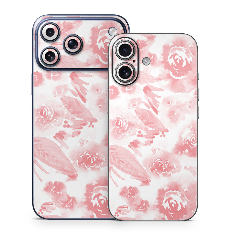 iPhone 17 Series Skin design of Pink, Pattern, Rose, Design, Floral design, Rose family, Garden roses, Petal, Flower, Textile, with white, red, pink colors