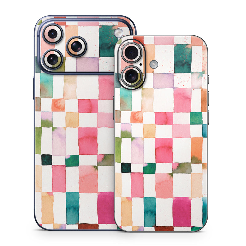 iPhone 17 Series Skin design of Brown, Rectangle, Product, Textile, Art, Pink, Line, Aqua, Magenta, Symmetry, with white, pink, green, red, blue, orange, purple colors