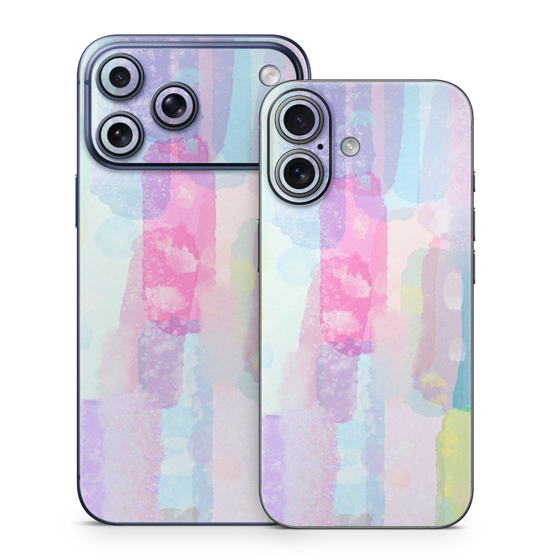 iPhone 17 Series Skin design of Blue, White, Pink, Orange, Art Paint, Watercolor painting, Paint, with blue, green, red, orange, yellow, purple, white colors