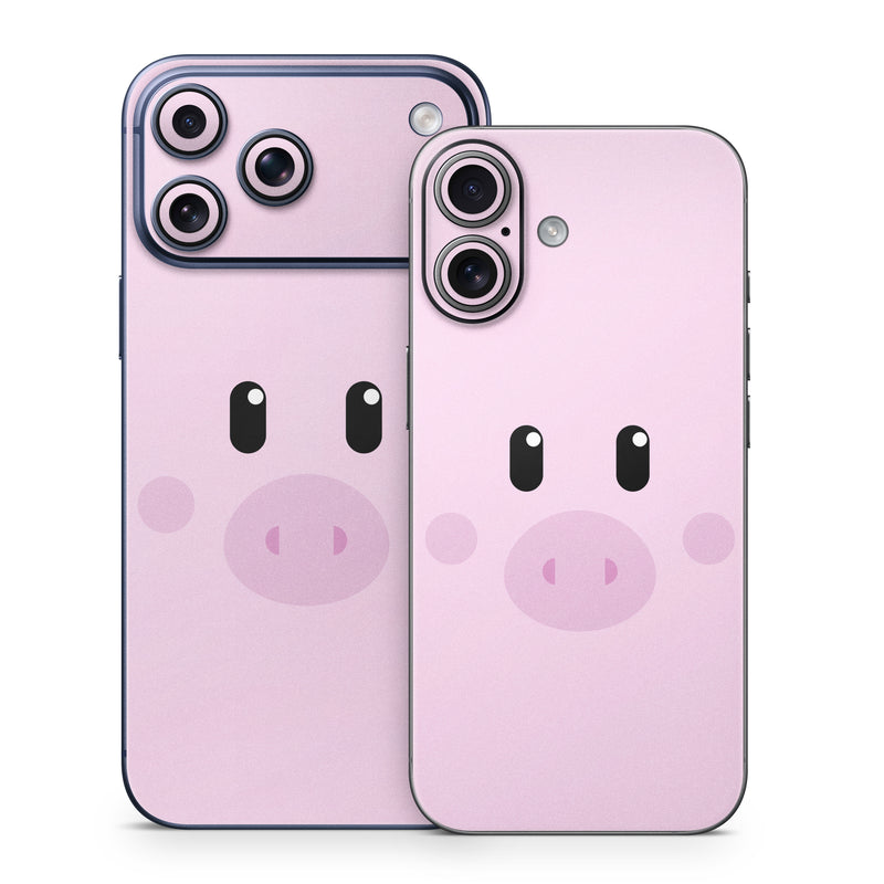 iPhone 17 Series Skin design of Pink, Cartoon, Violet, Nose, Purple, Snout, Suidae, Material property, Illustration, Animation, with pink, black, white colors