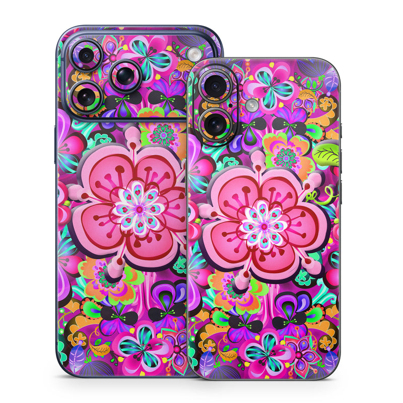 iPhone 17 Series Skin design of Pattern, Pink, Design, Textile, Magenta, Art, Visual arts, Paisley, with purple, black, red, gray, blue colors