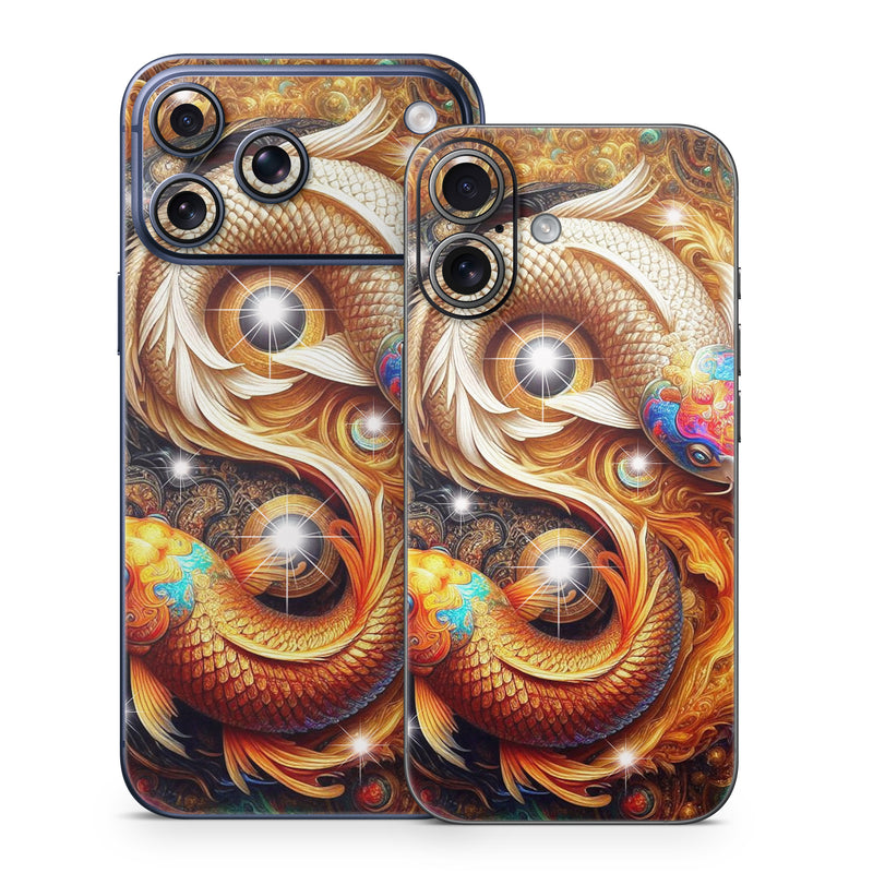 iPhone 17 Series Skin design of Fractal art, Graphic design, Design, Fictional character, Graphics, Mythical creature, Modern art, Scaled reptiles, Mythology, Serpent, with red, orange, yellow, brown, blue, green, white, black colors