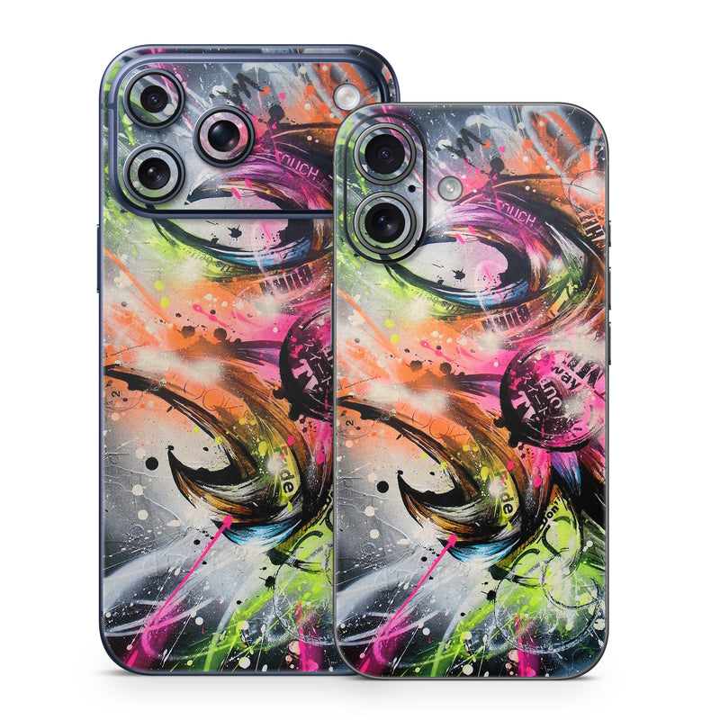 iPhone 17 Series Skin design of Graphic design, Fractal art, Art, Illustration, Design, Graphics, Cg artwork, Font, Visual arts, Pattern, with black, gray, red, green, purple, blue colors