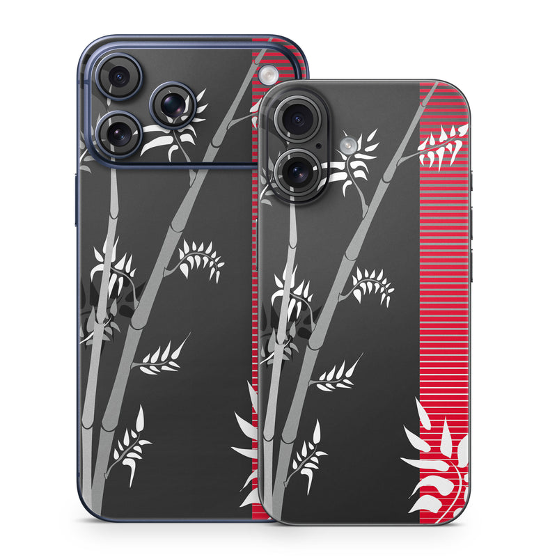 iPhone 17 Series Skin design of Tree, Branch, Plant, Graphic design, Bamboo, Illustration, Plant stem, Black-and-white, with black, red, gray, white colors