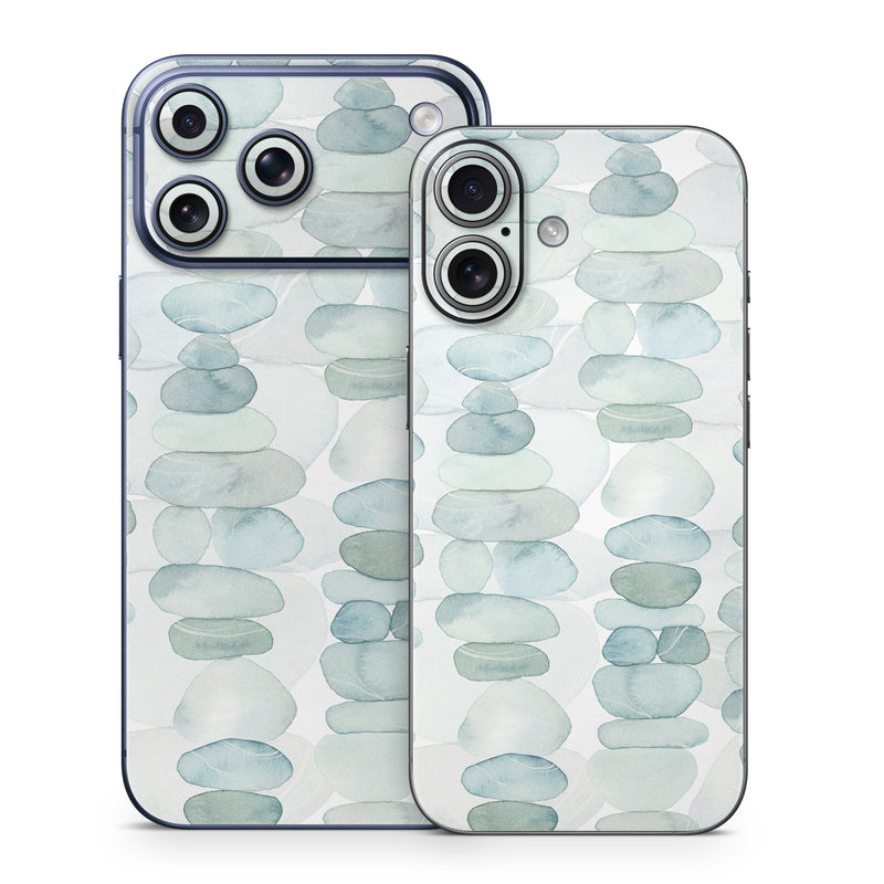 iPhone 17 Series Skin design of Aqua, Turquoise, Circle, Pattern, Transparent material, Glass, with white, blue colors
