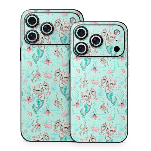 Merkittens with Pearls Aqua iPhone 18 Series Skin