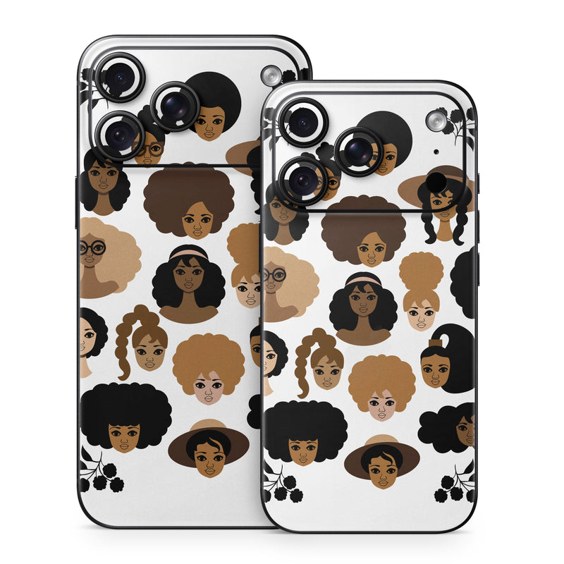 iPhone 18 Series Skin design of Hair, People, Facial expression, Hairstyle, Cartoon, Head, Afro, Clip art, Font, Black hair, with black, brown, white colors