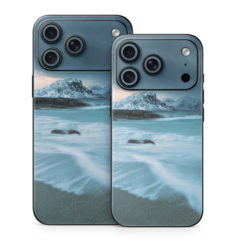 iPhone 18 Series Skin design of Body of water, Sky, Nature, Sea, Ocean, Wave, Blue, Water, Coast, Wind wave, with white, blue, black, orange colors
