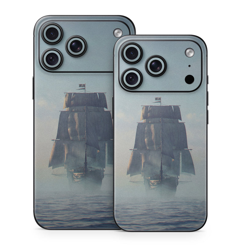 iPhone 18 Series Skin design of Atmospheric phenomenon, Vehicle, Mode of transport, Watercraft, Ship, Sea, with white, blue, black, gray colors
