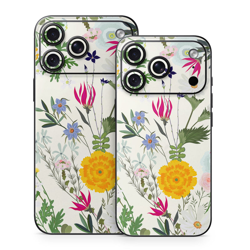 iPhone 18 Series Skin design of Flower, Wildflower, chamomile, Floral design, Plant, camomile, Botany, Clip art, Cut flowers, Daisy, with white, green, pink, orange, yellow, red colors