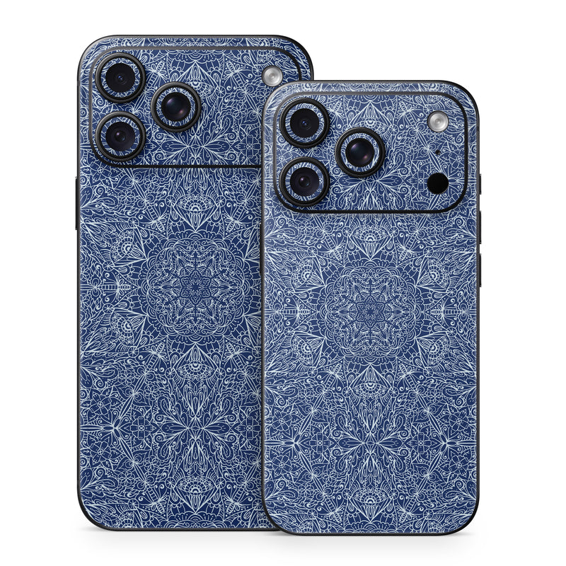 iPhone 18 Series Skin design of Blue, Pattern, Azure, Cobalt blue, Design, Textile, Electric blue, Wallpaper, Symmetry, with blue, white colors
