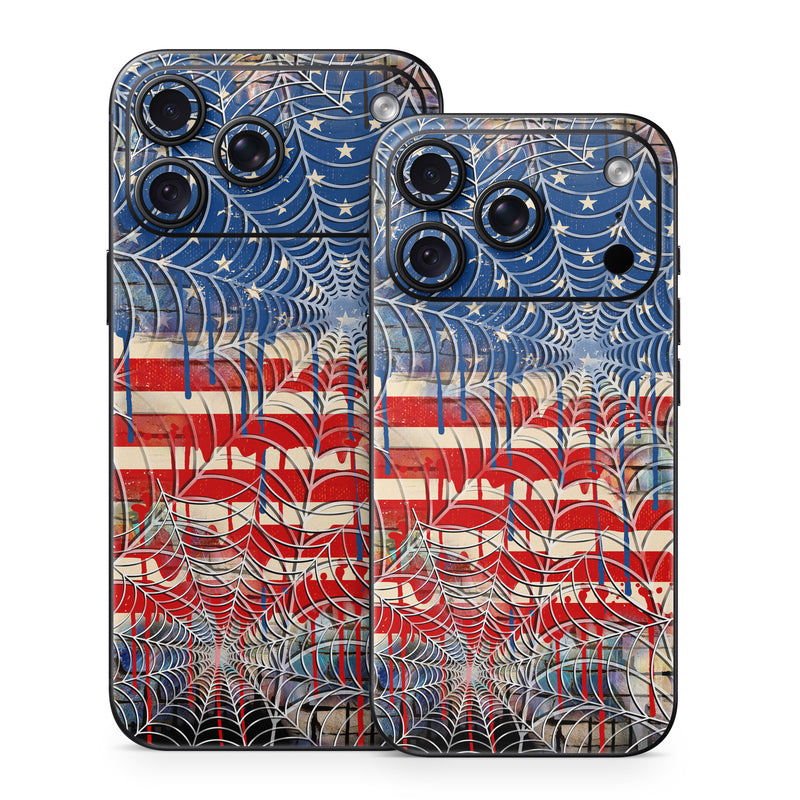 iPhone 18 Series Skin design of Graffiti, Art, Pattern, Flag, Street art, Line, Textile, Mural, Modern art, with red, blue, white, black colors