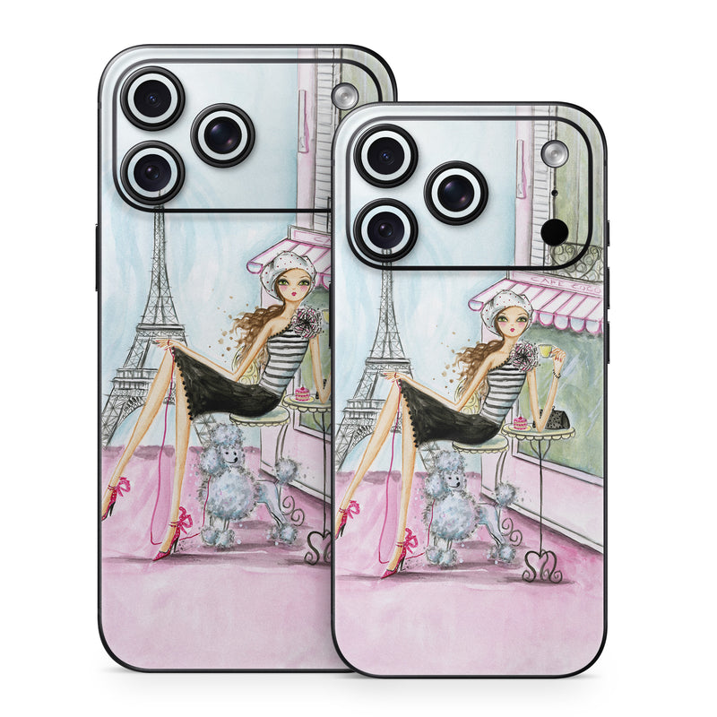 iPhone 18 Series Skin design of Pink, Illustration, Sitting, Konghou, Watercolor paint, Fashion illustration, Art, Drawing, Style, with gray, purple, blue, black, pink colors