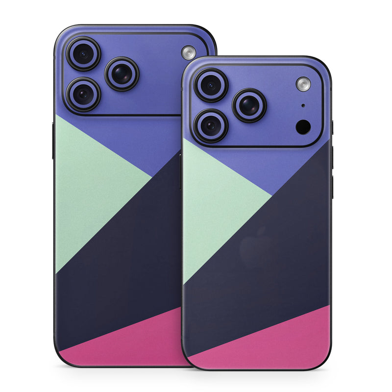 iPhone 18 Series Skin design of Purple, Violet, Line, Magenta, Graphic design, Triangle, Pattern, Design, Material property, Font, with black, blue, green, pink colors