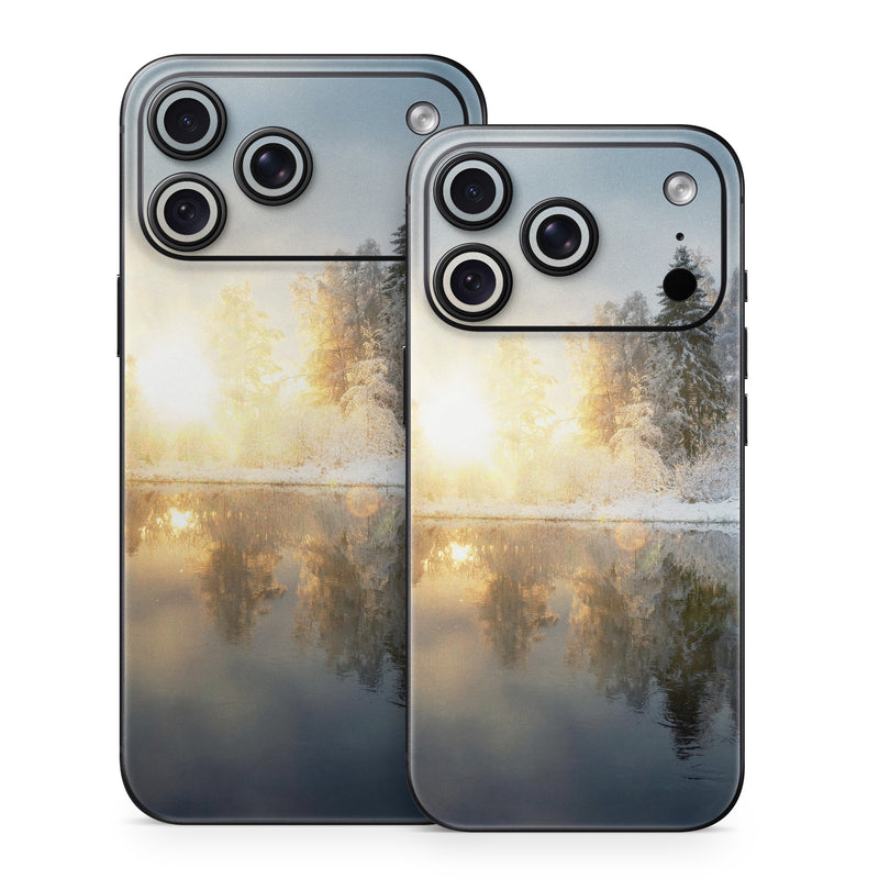 iPhone 18 Series Skin design of Cloud, Water, Sky, Water resources, Atmosphere, Plant, Natural landscape, Branch, Tree, Freezing, with blue, black, yellow, orange, white colors