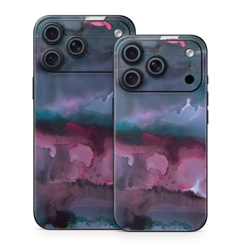 iPhone 18 Series Skin design of Watercolor paint, Purple, Painting, Ice, Magenta, Sky, Art, Cloud, Paint, Modern art, with black, white, purple, blue, red colors