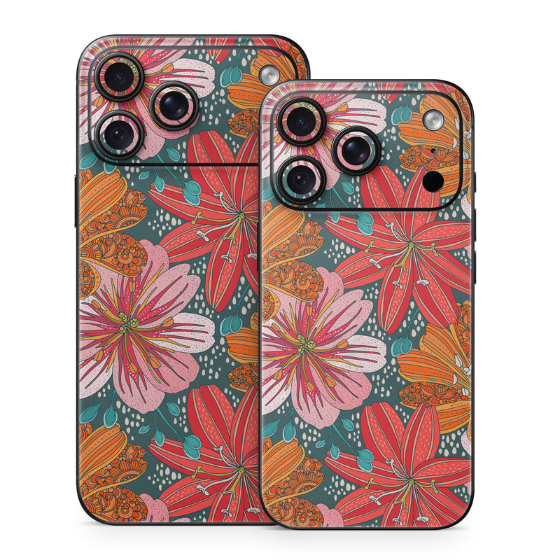 iPhone 18 Series Skin design of Flower, Red, Yellow, Orange, Petal, Pink, Creative arts, Floral design, Motif, Wildflower, with red, pink, orange, green, white colors