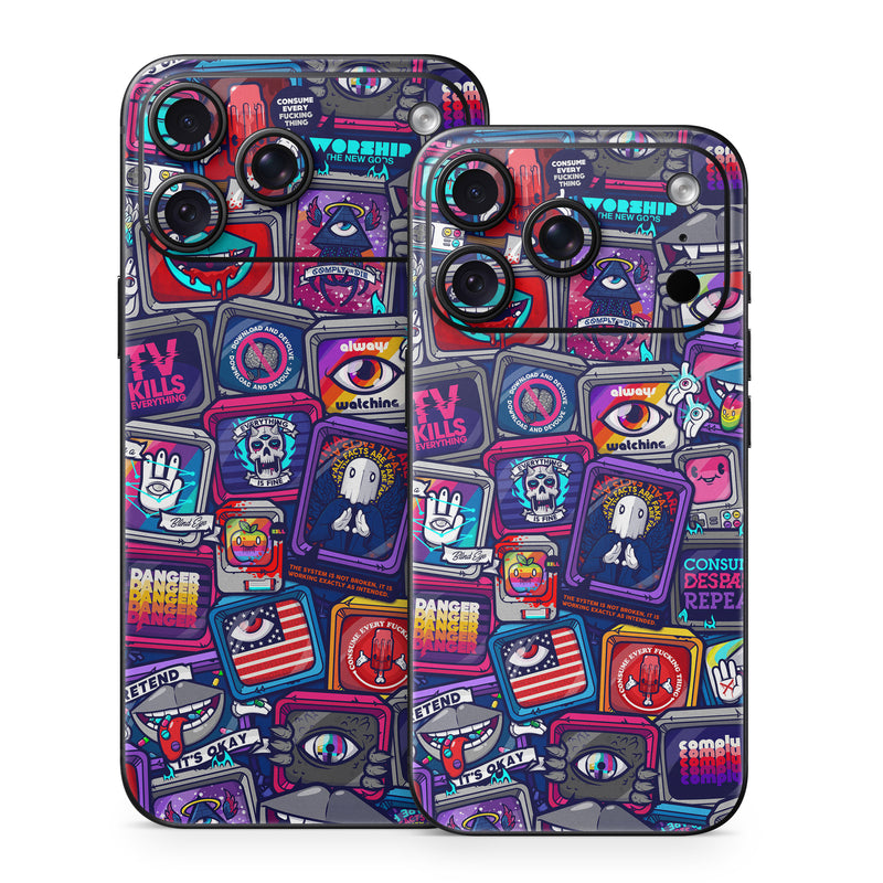 iPhone 18 Series Skin design of Pattern, Font, Art, Visual arts, Collection, with red, blue, black, gray, purple, yellow, white, green colors