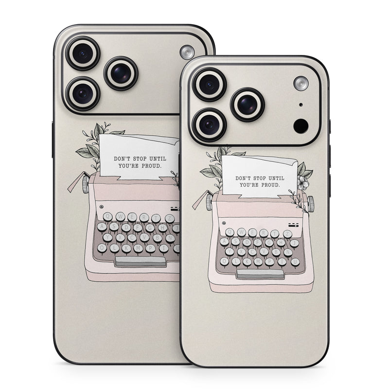 iPhone 18 Series Skin design of Typewriter, Office equipment, Space bar, Office supplies, Illustration, with black, white, pink colors