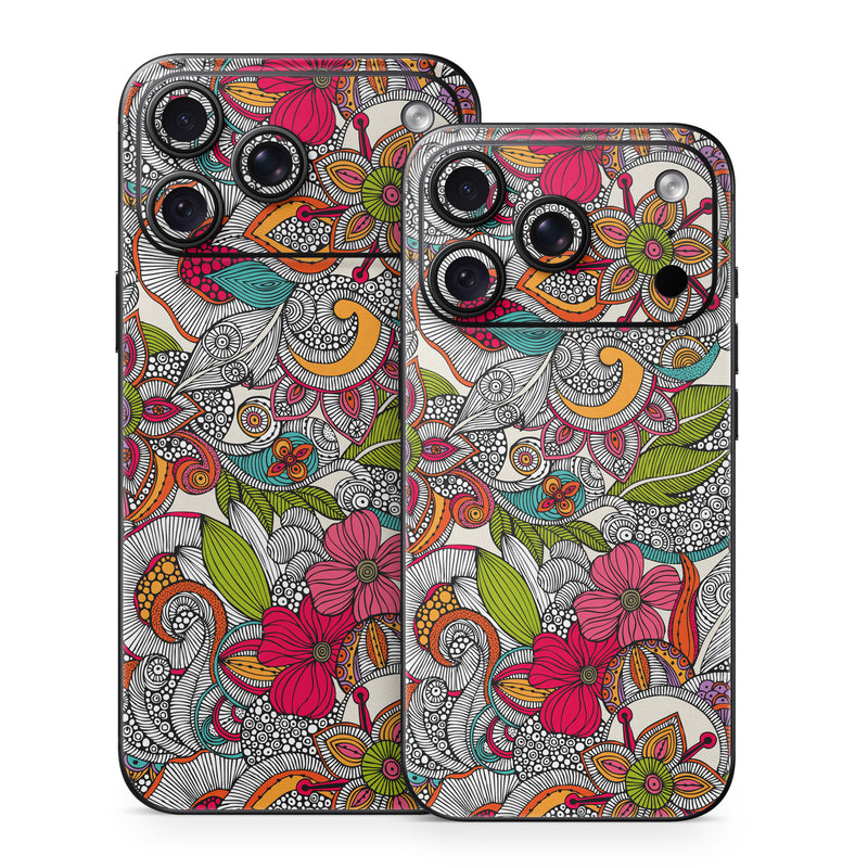 iPhone 18 Series Skin design of Pattern, Drawing, Visual arts, Art, Design, Doodle, Floral design, Motif, Illustration, Textile, with gray, red, black, green, purple, blue colors