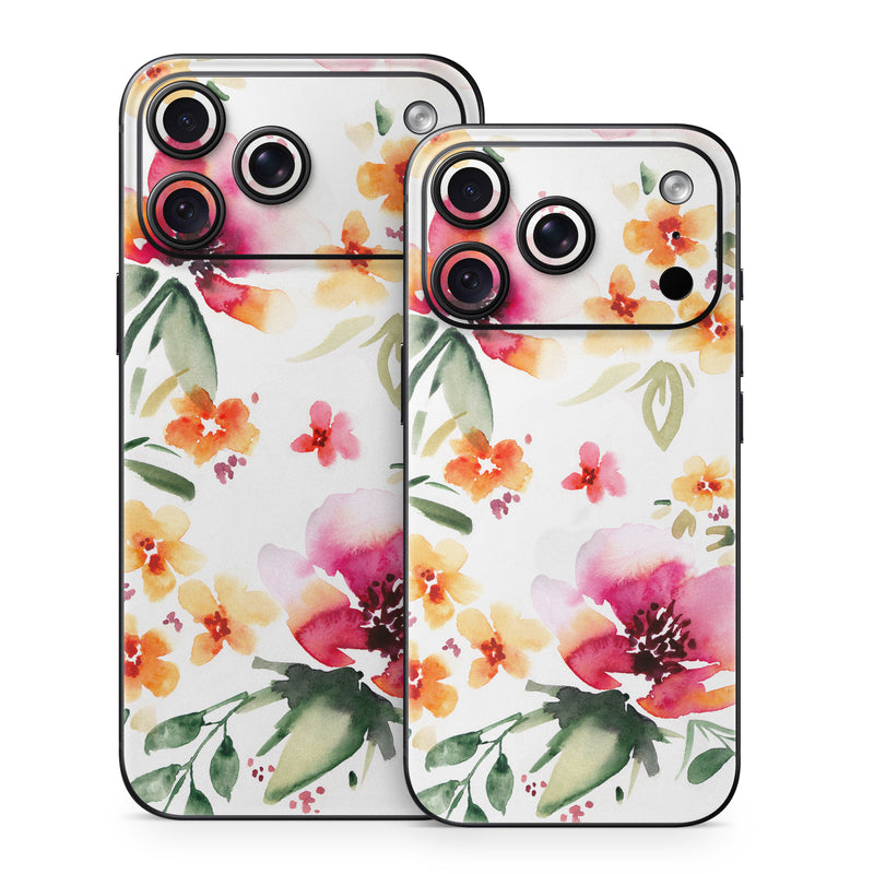 iPhone 18 Series Skin design of Flower, Floral design, Pink, Pattern, Petal, Plant, Botany, Design, Wildflower, Clip art, with white, pink, red, orange, green colors