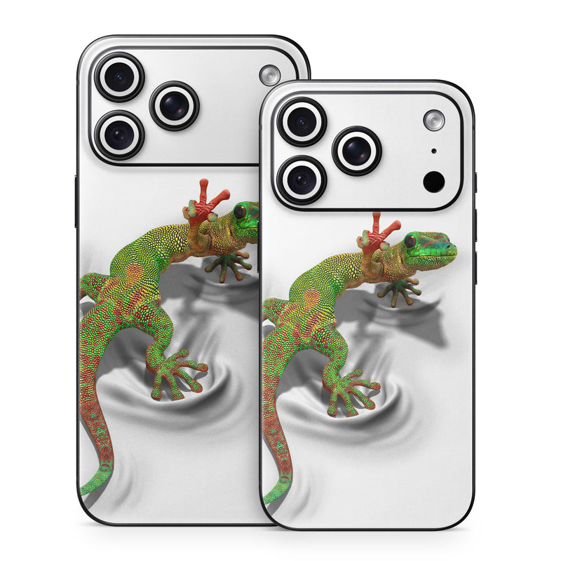 iPhone 18 Series Skin design of Lizard, Reptile, Gecko, Scaled reptile, Green, Iguania, Animal figure, Wall lizard, Fictional character, Iguanidae, with white, gray, black, red, green colors
