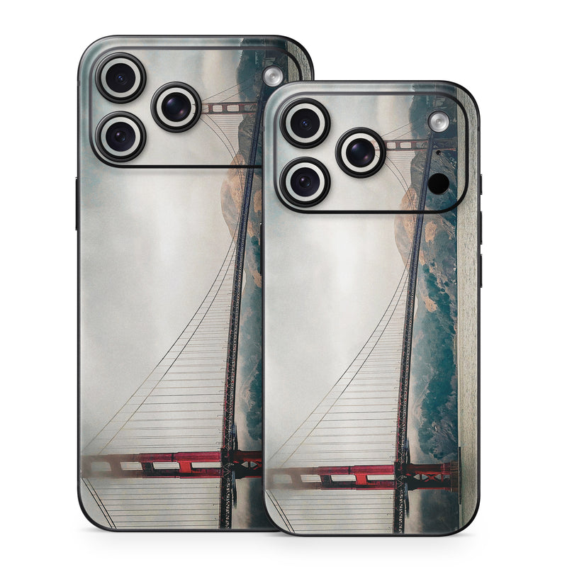 iPhone 18 Series Skin design of Bridge, Sky, Water, Cable-stayed bridge, Suspension bridge, Coastal and oceanic landforms, Bridge–tunnel, Sea, List of nonbuilding structure types, Ocean, with blue, red, gray, black, white, yellow, orange colors