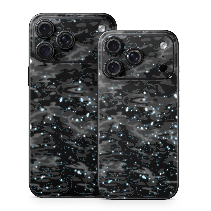 iPhone 18 Series Skin design of Black, Water, Space, Black-and-white, Granite, with blue, white, gray, blue colors