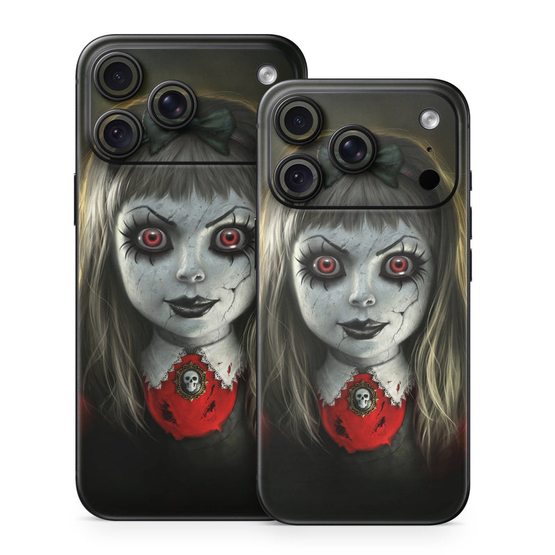 iPhone 18 Series Skin design of Fiction, Illustration, Fictional character, Ghost, Darkness, Vampire, Goth subculture, Zombie, Art, Skull, with white, red, black, yellow colors