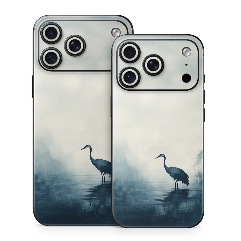 iPhone 18 Series Skin design of Bird, Water, Beak, Feather, Natural landscape, Pelecaniformes, Sky, Wing, Water bird, Heron, with black, blue, white, gray colors