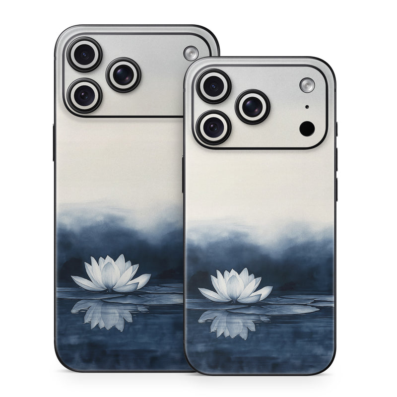 iPhone 18 Series Skin design of Water, Flower, Plant, Liquid, Lotus, Sky, Nature, Petal, Fluid, Sacred lotus, with black, blue, white, gray colors