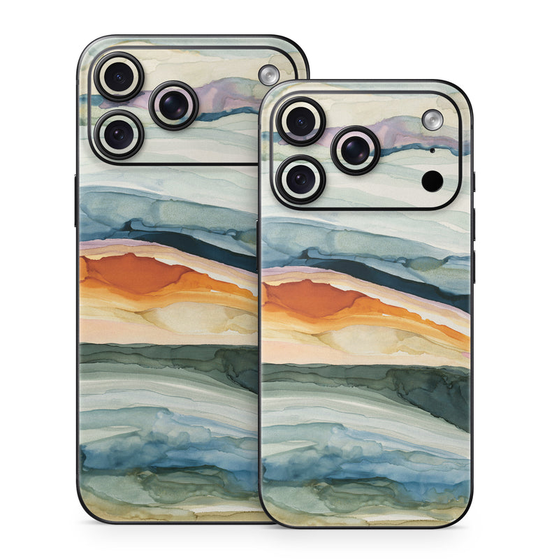 iPhone 18 Series Skin design of Watercolor paint, Painting, Sky, Wave, Geology, Landscape, Pattern, Acrylic paint, Cloud, Paint, with blue, purple, orange, yellow, red, green, brown colors