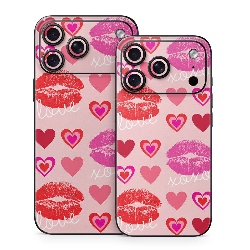 iPhone 18 Series Skin design of Organ, Pink, Red, Font, Material property, Magenta, Heart, Pattern, Happy, Love, with pink, red, white colors